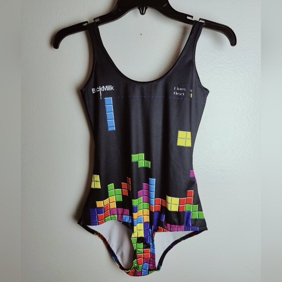 Rare Iconic Blackmilk Tetris Nintendo Gameboy One Piece Swimsuit, Sz Small - Picture 2 of 8